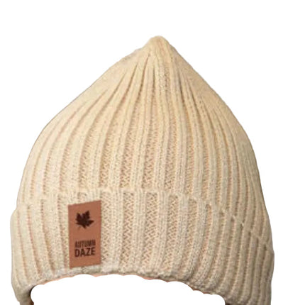 Autumn Daze Elgon Ribbed Cotton Beanie Beige M/L 58CM