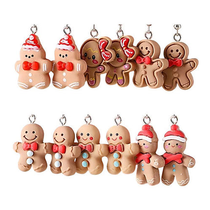 Mini Gingerbread Man Christmas Earrings