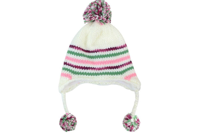 Foote Street Unisex Multi Stripe Beanie With Pom Pom For Kids