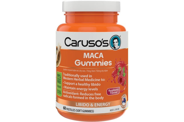 Caruso's Natural Health Maca Gummies for Energy and Vitality 60 Pastilles