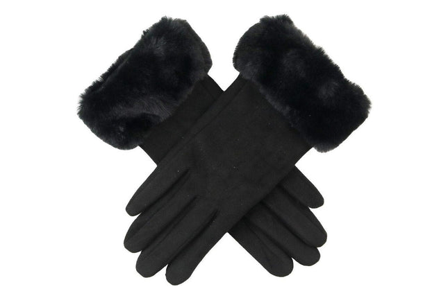 Wicked Sista Poppy Faux Fur Cuff Gloves Black
