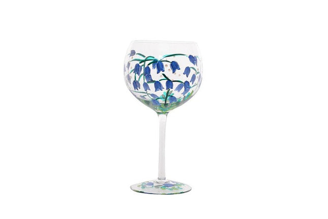 Gibson Gifts Lynsey Johnstone Hand Painted Gin Glass Bluebells