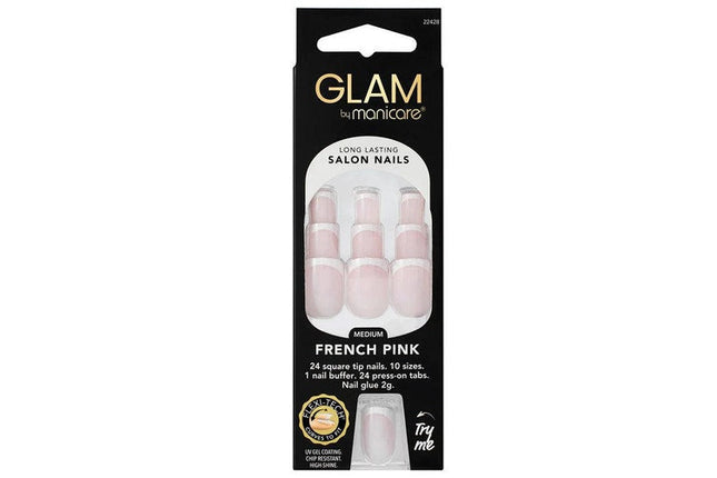 Manicare Glam Press-On Nail Medium Square French Pink