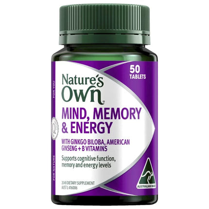 Natures Own Mind Memory And Energy 50 Tablets - OhYouLuckyDuck.com.au