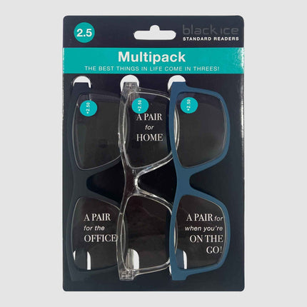 Black Ice Readers +2.5 Reading Glasses