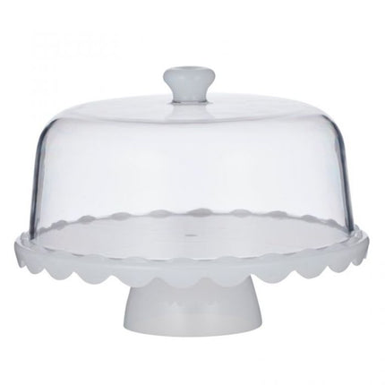 CIBO Acrylic 2 in 1 Serving Platter and Cake Stand White 30 x 15.5cm