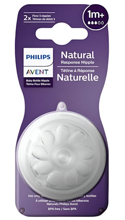 Philips Avent Natural Response Teats 1 month+ Flow 3 2 Pack