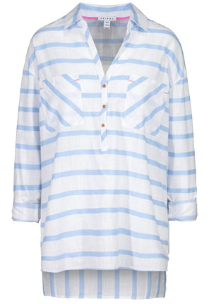 Tribal Roll Up Sleeve Blouse Vista Blue