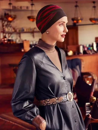 Christine Headwear Shanti Turban Chocolate/Red Bud