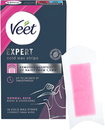 Veet Expert Cold Bikini & Armpits Wax Strips 16 Pack