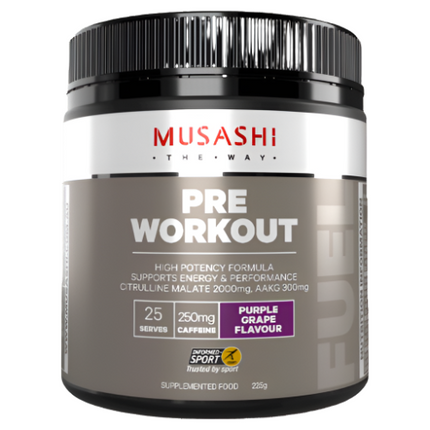 Musashi Pre Workout Purple Grape 225g - OhYouLuckyDuck.com.au
