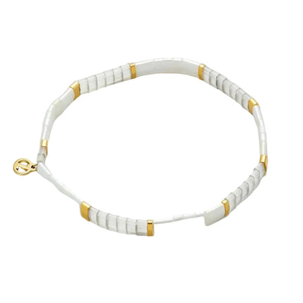 Zafino Tile Bracelet in Grey Enamel for Women Stretch Fit Stacking Jewellery