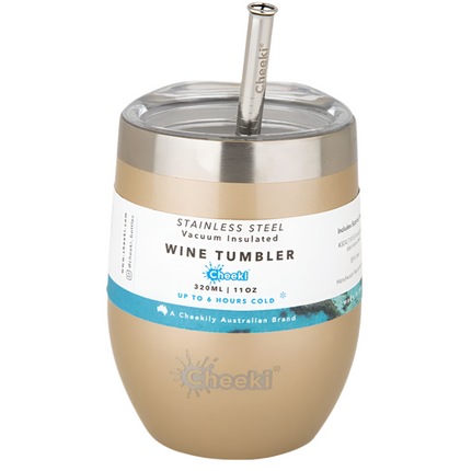 Cheeki Insulated With Stainless Steel Straw Gold 320mL