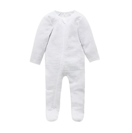 Pale Grey Melange Zip Growsuit & Hat 0-3 Months