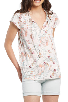 Tribal Flutter Sleeve Blouse Rosy Cheeks