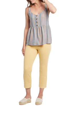 Tribal 5 Pocket Pull On Kick Flare Capri Wheat