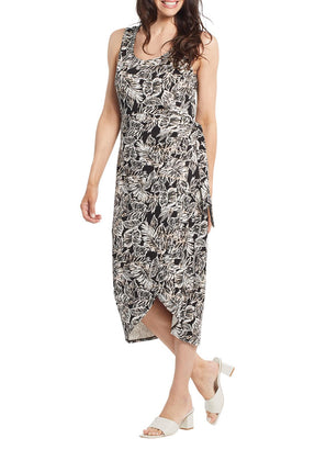 Tribal Sleeveless Wrap Dress Black