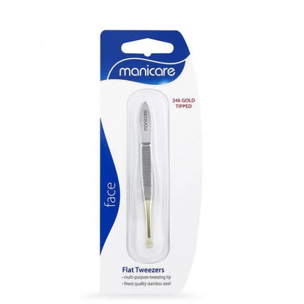 Manicare Flat Tweezers Gold Tipped 1 Pack - OhYouLuckyDuck.com.au