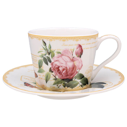 Gibson Gifts Redoute Rose Fine China Tea Cup And Saucer Set 16CM