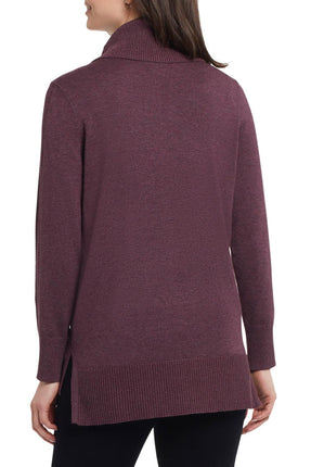 Tribal Long Sleeve Cowl Neck Sweater Eggplant