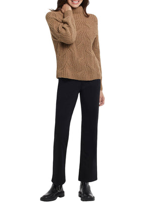 Tribal Mock Neck Boucle Sweater Taupe