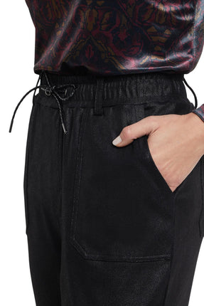 Tribal Faux Leather Effect Joggers Black