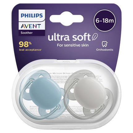 Avent Soother Ultra Soft 6 to 18M 2 Pack