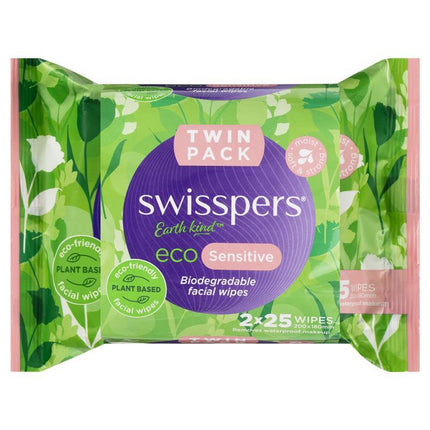Swisspers Eco Sensitive Biodegradable Facial Wipes