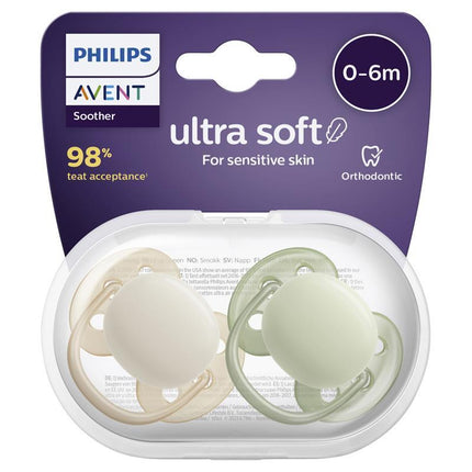 Avent Ultra Soft Soother Neutral 0 - 6 Months 2 Pack