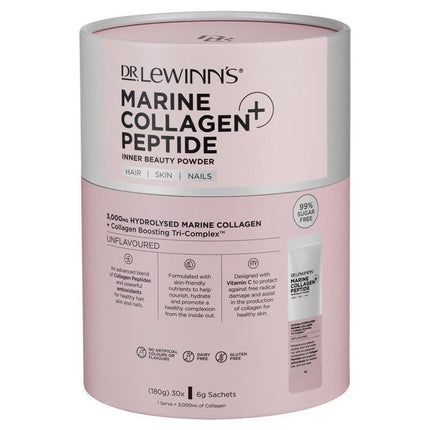 Dr. Lewinns Marine Collagen Peptide Plus Inner Beauty Powder Unflavoured 30 X 6g