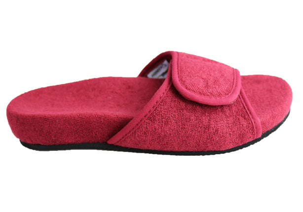 Homyped Snug 2 Womens Supportive Comfortable Open Toe Slippers Wine Size 6