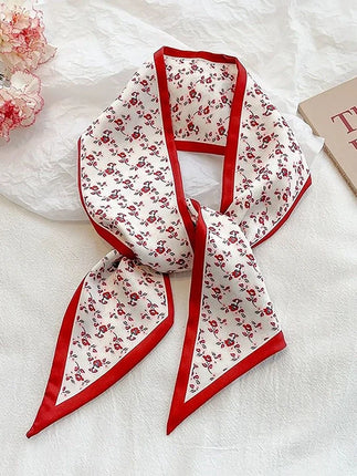 Ditsy Floral Print Scarf Red