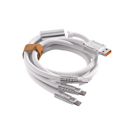 Portable Heavy Duty 3-In-1 Lightning Micro USB Type C Charging Data Cable White