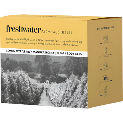Freshwater Farm Australia Lemon Myrtle Manuka Honey Soap 3 pack