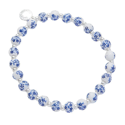 Equilibrium Ceramic Floral Silver Plated Bracelet Vintage