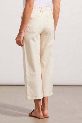 Tribal Audrey Button Fly Wide Leg Capri Ecru