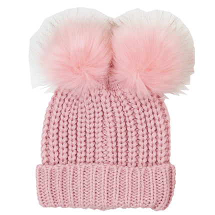 Foote Street Blush Pink Double Pom Pom Beanie