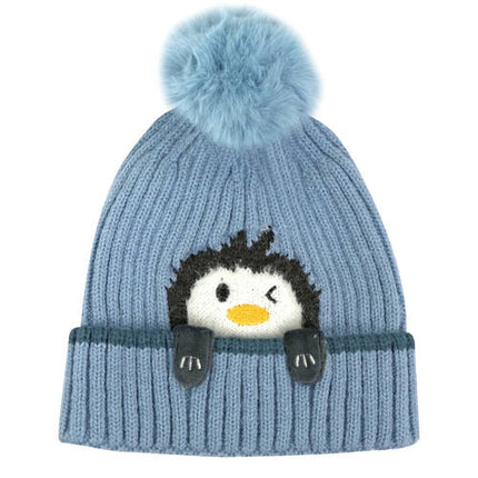 Foote Street Kids Penguin Beanie Winter Cap Blue 2 To 3 Years
