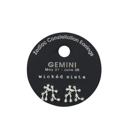 Wicked Sista Gemini Silver Zodiac Constellation Earrings