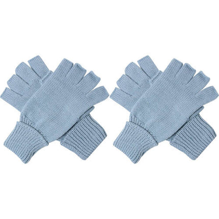 Wicked Sista Fingerless Soft Knitted Gloves Dusty Blue One Size 2 Pack