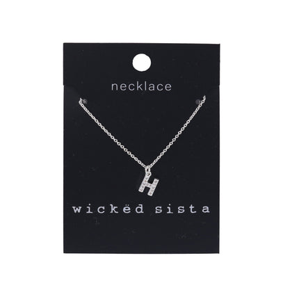 Wicked Sista H Initial Letter Pendant Necklace in Gold Tone