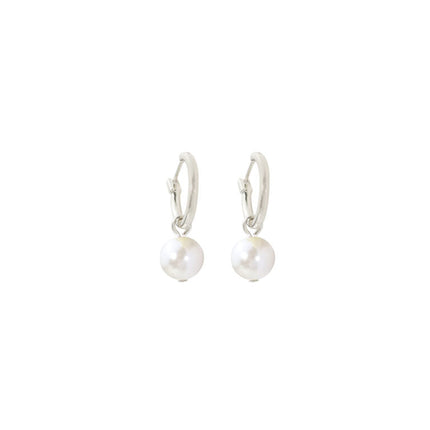 Wicked Sista Small Pearl Hoop Earrings Silver