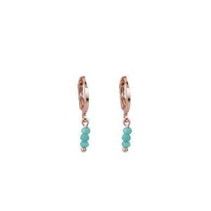 Wicked Sista Turquoise Charm Huggie Hoops Rose Gold
