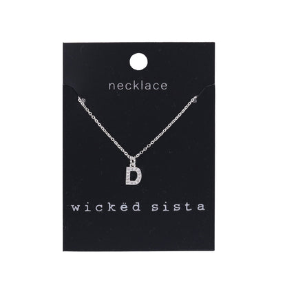Wicked Sista D Initial Necklace Silver