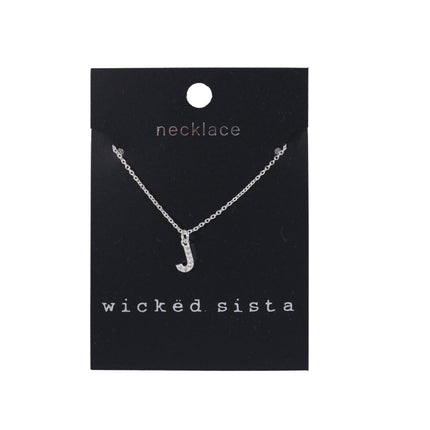 Wicked Sista J Initial Necklace in Silver
