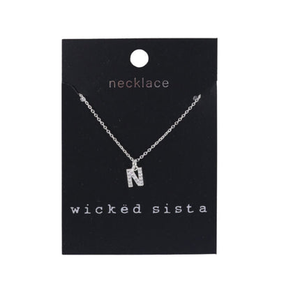Wicked Sista N Initial Necklace Silver