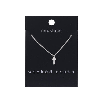 Wicked Sista T Initial Necklace Silver