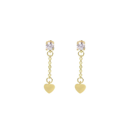 Wicked Sista Valentine Heart Stud Earrings Gold Tone