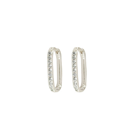 Wicked Sista Silver Ava Rectangle Crystal Huggie Hoops