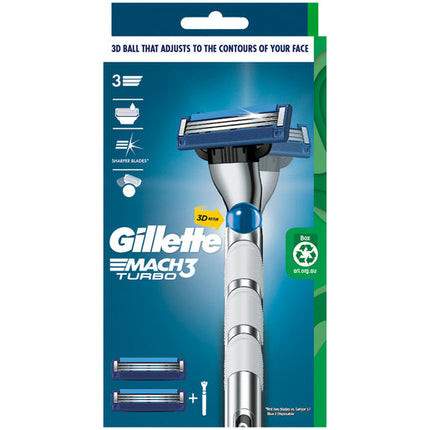Gillette Razor Mach3 Turbo with 2 Cartridges